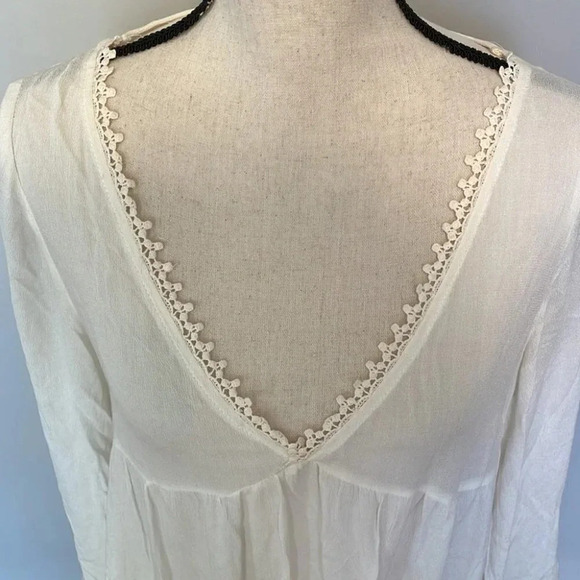 Kori America Boho Lace Trimmed Flowing Lightweight Dress Off White Small - Picture 4 of 7